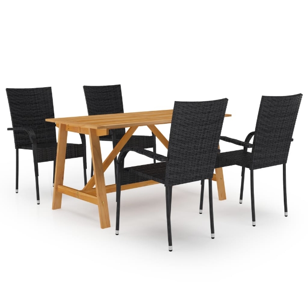 Set Mobili da Pranzo per Giardino 5 pz Nero