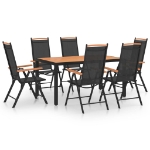 Set Mobili da Pranzo da Giardino 7 pz in Alluminio Nero