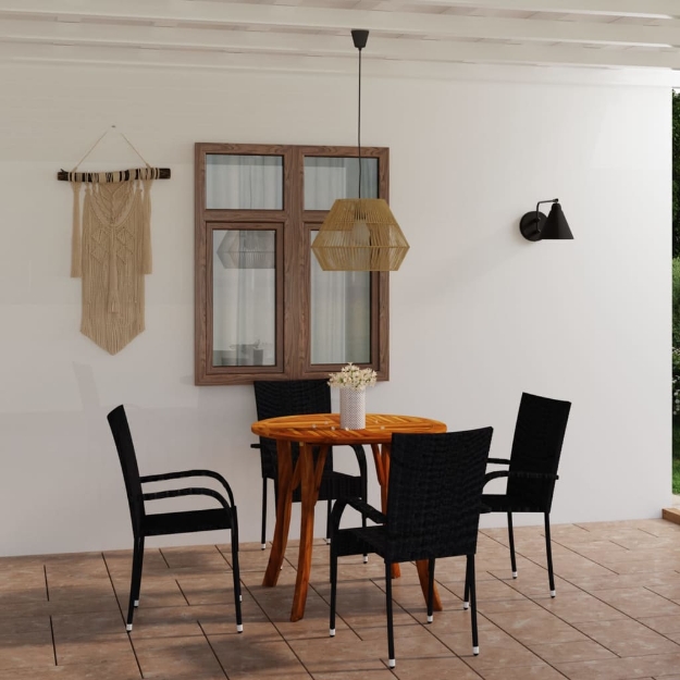 Set Mobili da Pranzo per Giardino 5 pz Nero