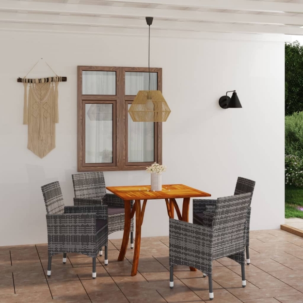 Set Mobili da Pranzo per Giardino 5 pz Grigio