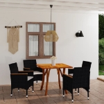 Set Mobili da Pranzo per Giardino 5 pz Nero