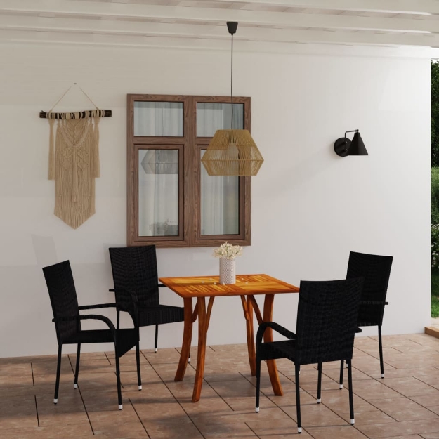 Set Mobili da Pranzo per Giardino 5 pz Nero