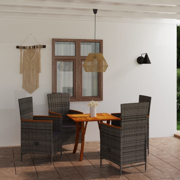 Set Mobili da Pranzo per Giardino 5 pz Grigio