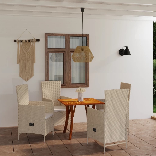 Set Mobili da Pranzo per Giardino 5 pz Beige