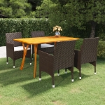 Set Mobili da Pranzo per Giardino 5 pz Marrone