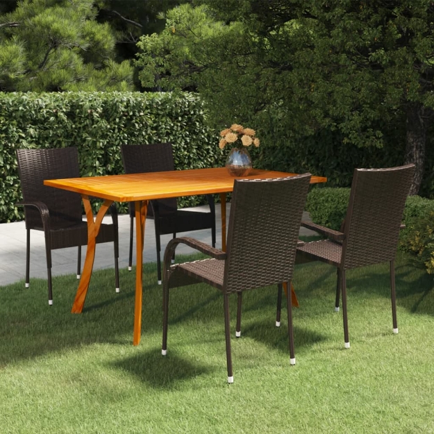 Set Mobili da Pranzo per Giardino 5 pz Marrone