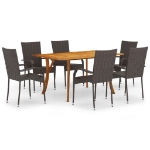 Set Mobili da Pranzo per Giardino 7 pz Marrone