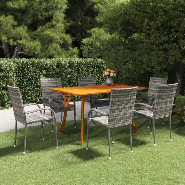 Set da Pranzo per Giardino 7 pz Grigio