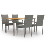 Set Mobili da Pranzo Giardino 5 pz in Polyrattan Grigio