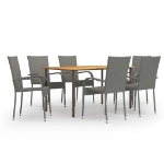 Set Mobili da Pranzo Giardino 7 pz in Polyrattan Grigio