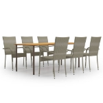 Set Mobili da Pranzo Giardino 7 pz in Polyrattan Grigio