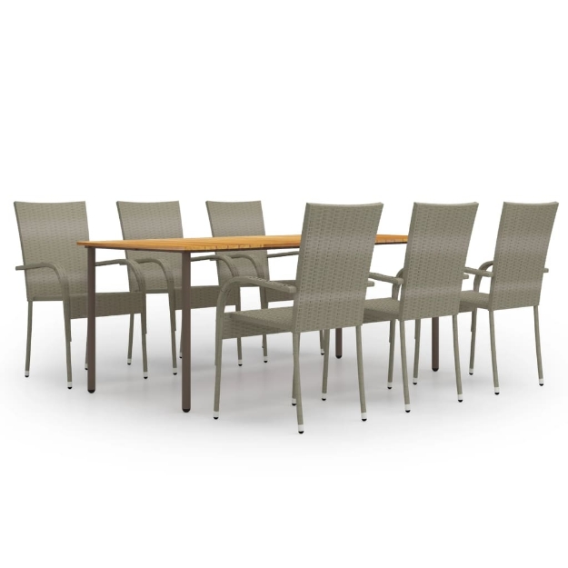 Set Mobili da Pranzo Giardino 7 pz in Polyrattan Grigio