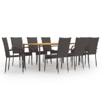 Set Mobili da Pranzo Giardino 9 pz in Polyrattan Grigio