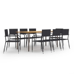 Set Mobili da Pranzo Giardino 9 pz in Polyrattan Nero