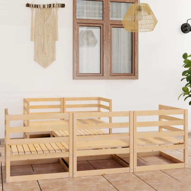 Set Divani da Giardino 6 pz in Legno Massello di Pino