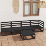 Set Divani da Giardino 5 pz Nero in Legno Massello di Pino