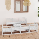 Set Divani da Giardino 8 pz Bianco in Legno Massello di Pino