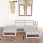 Set Divani da Giardino 6 pz Bianco in Legno Massello di Pino