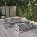 Set Divani da Giardino 11 pz in Legno Massello di Pino