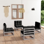 Set Divani da Giardino 4 pz con Cuscini Legno Massello di Pino