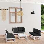 Set Divani da Giardino 7 pz con Cuscini Legno Massello di Pino