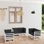 Set Divani da Giardino 6 pz con Cuscini Legno Massello di Pino