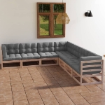 Set Divani da Giardino 7 pz con Cuscini Legno Massello di Pino