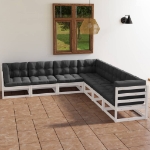 Set Divani da Giardino 7 pz con Cuscini Legno Massello di Pino