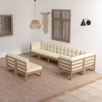 Set Divani da Giardino 8 pz con Cuscini Legno Massello di Pino