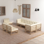 Set Divani da Giardino 8 pz con Cuscini Legno Massello di Pino