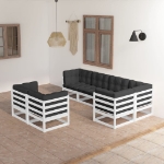 Set Divani da Giardino 7 pz con Cuscini Legno Massello di Pino