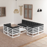 Set Divani da Giardino 8 pz con Cuscini Legno Massello di Pino