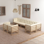 Set Divani da Giardino 8 pz con Cuscini Legno Massello di Pino