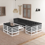 Set Divani da Giardino 9 pz con Cuscini Legno Massello di Pino