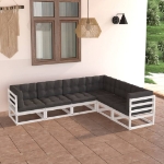 Set Divani da Giardino 6 pz con Cuscini Legno Massello di Pino