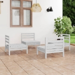 Set Divani da Giardino 4 pz Bianco in Legno Massello di Pino