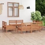 Set Divani da Giardino 8 pz Miele in Legno Massello di Pino