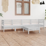 Set Divani da Giardino 5 pz Bianco in Legno Massello di Pino