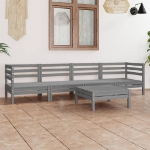 Set Divani da Giardino 5 pz Grigio in Legno Massello di Pino