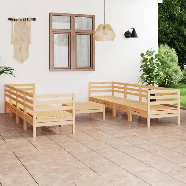 Set Divani da Giardino 9 pz in Legno Massello di Pino