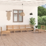 Set Divani da Giardino 6 pz in Legno Massello di Pino