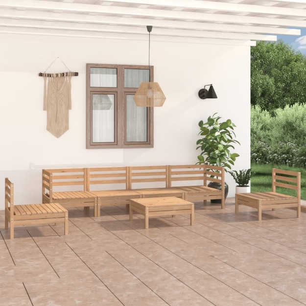 Set Divani da Giardino 7 pz in Legno Massello di Pino