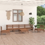 Set Divani da Giardino 7 pz Miele in Legno Massello di Pino