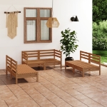 Set Divani da Giardino 6 pz Miele in Legno Massello di Pino