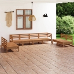 Set Divani da Giardino 8 pz Miele in Legno Massello di Pino