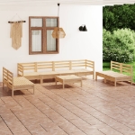 Set Divani da Giardino 9 pz in Legno Massello di Pino