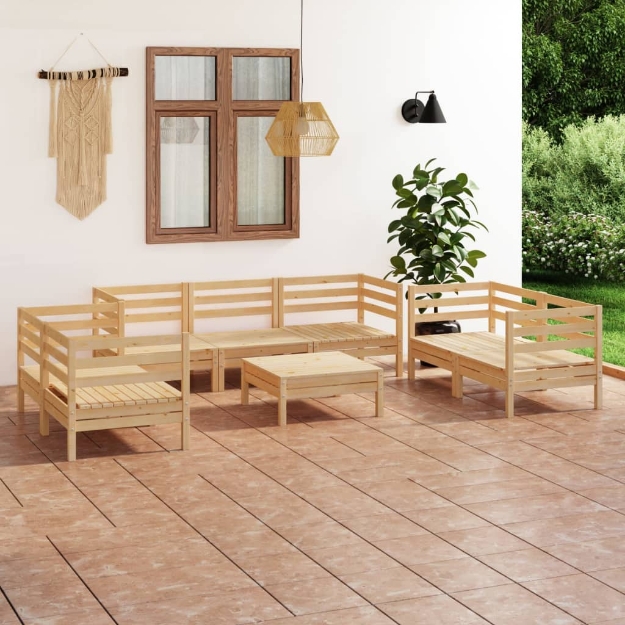 Set Divani da Giardino 8 pz in Legno Massello di Pino