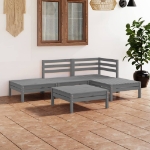 Set Divani da Giardino 5 pz in Legno Massello di Pino Grigio