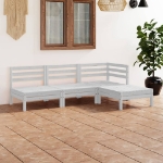 Set Divani da Giardino 4 pz Bianco in Massello di Pino Bianco