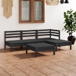 Set Divani da Giardino 5 pz in Legno Massello di Pino Nero